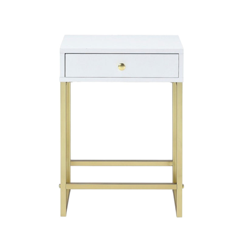 Coleen - Accent Table - White / Brass