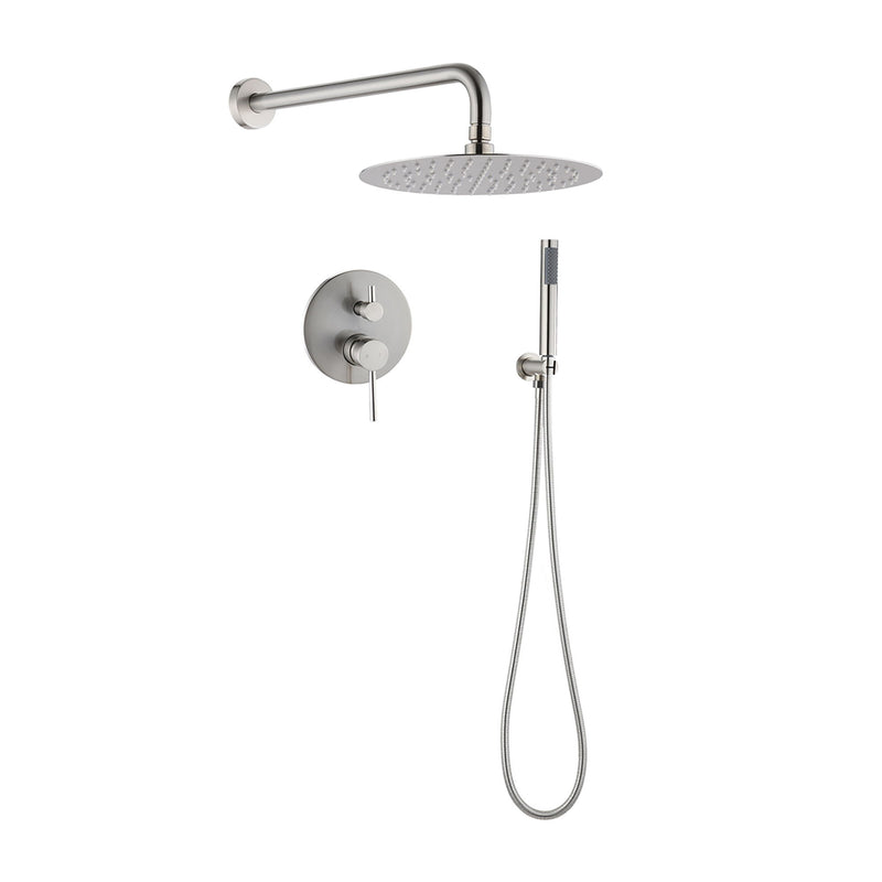 Elegant 10" Round Rain Shower Head And Handheld Set With Adjustable Tilt And Dual Modes