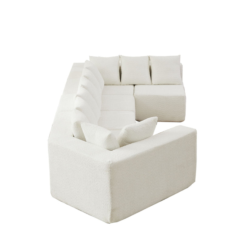 L - Shaped Modular Sofa With Deep Seat And 11 Pillows