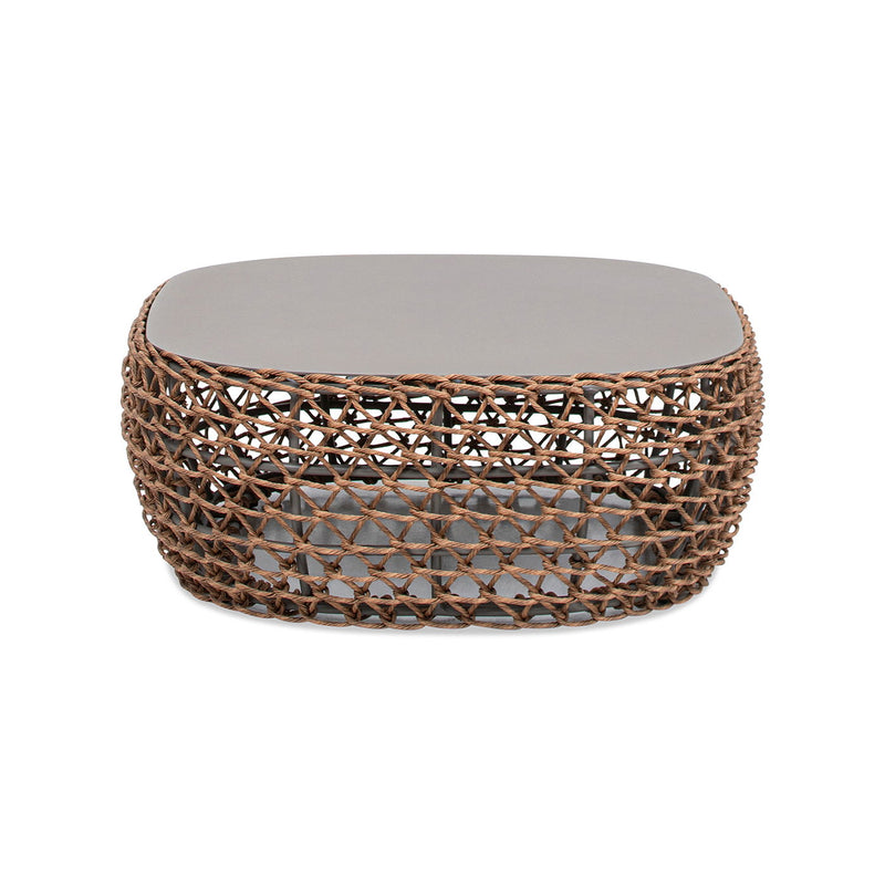 Willow - Oval Woven Patio Coffee Table, Wicker Frame