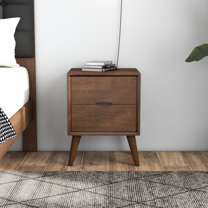 Alexandra - Night Stand With 2 Drawers - Walnut Brown