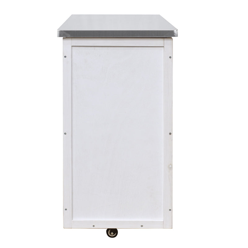 Outdoor Kitchen Island Prep Station With Lockable Wheels, Ample Storage, Towel & Spice Racks