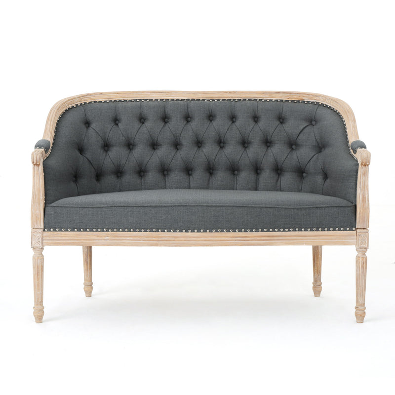 French Country Chesterfield Style Tufted Loveseat