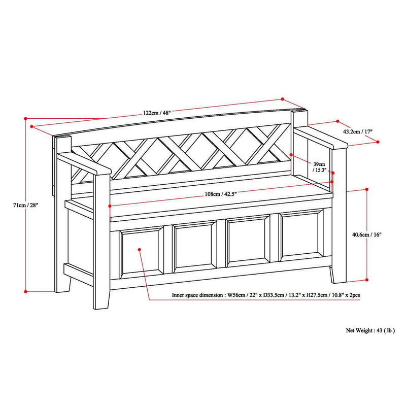 Amherst - Handcrafted Entryway Storage Bench