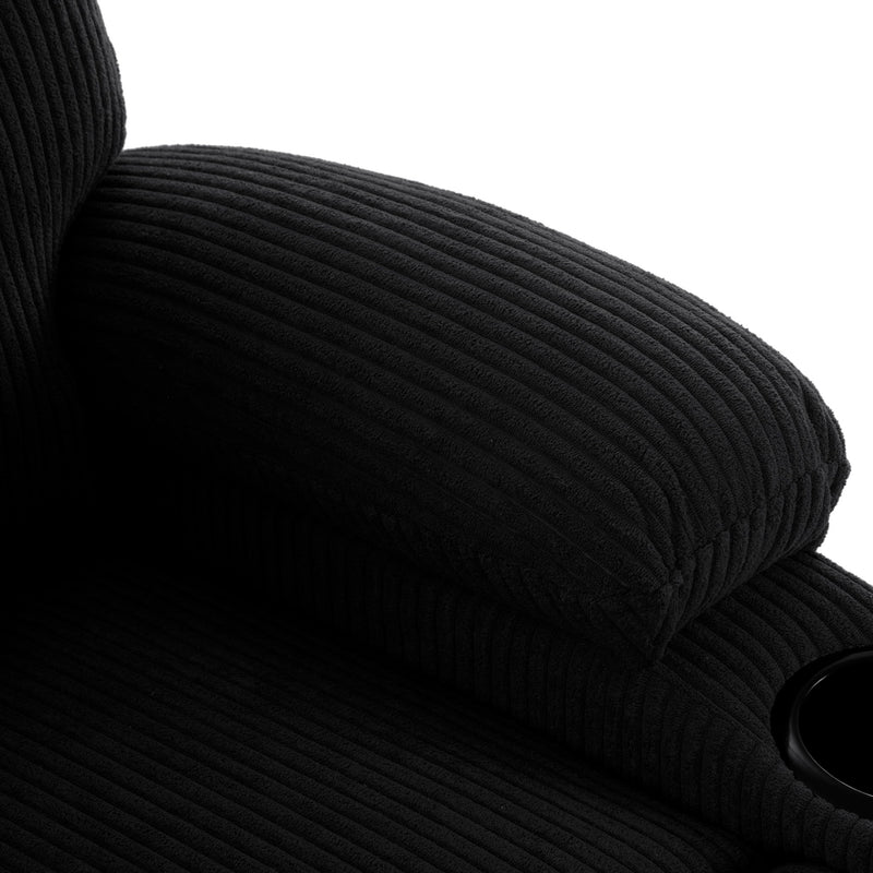 Adjustable Manual Recliner, Ergonomic Lounge Chair With Phone Holder And 2 Cup Holders