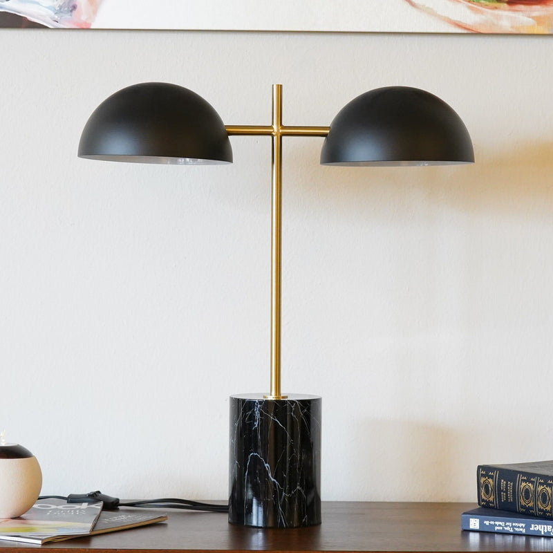 Nova - Hydro Table Lamp With On / Off Switch Double Lamp - Black / Gold / Marble