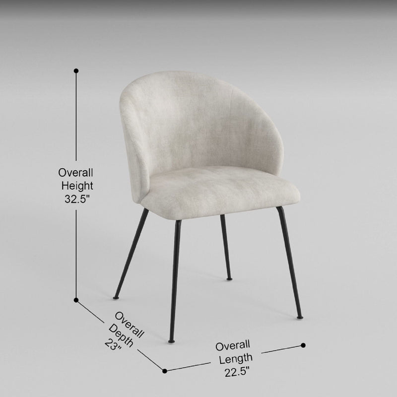 Velvet Upholstery Side Chairs 2 Piece Set With Metal Legs Modern Home Furniture - Beige