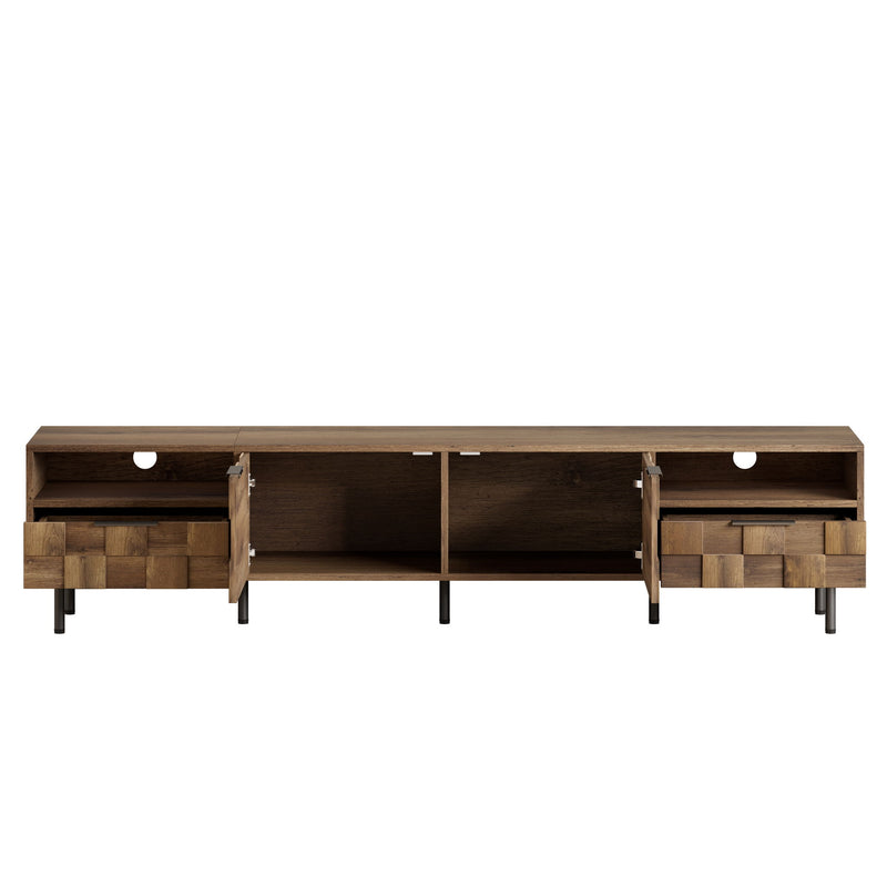 TV Stand With 2 Drawers, Media Console Table For TVs Up To 85'' - Natural