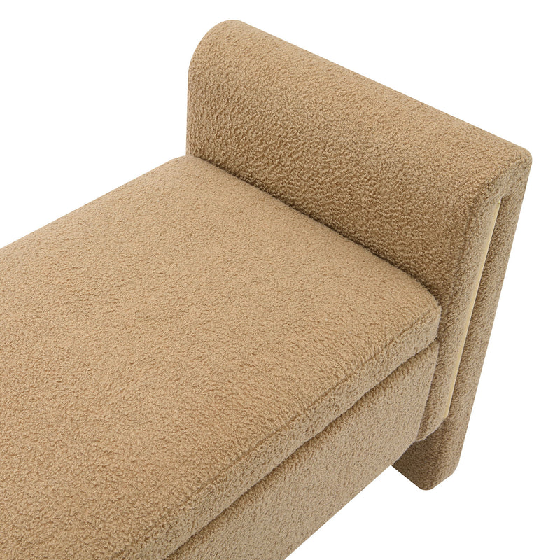 Modern Teddy Upholstered Large Bed End Bench With Arms And Storage
