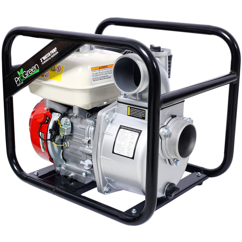 Honda - Gx160 Engine Water Pump 3" 264Gpm With 3In Npt Coupler And 25Ft Flat Hose, Aluminum - Black / Red