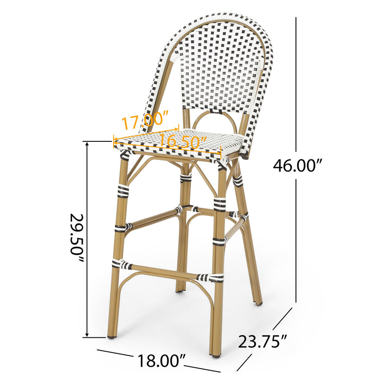 Outdoor Pe Rattan French Barstool Set