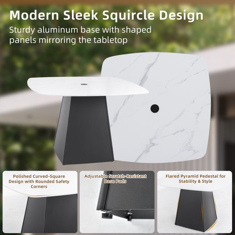 Rounded Square Outdoor Pedestal Dining Table