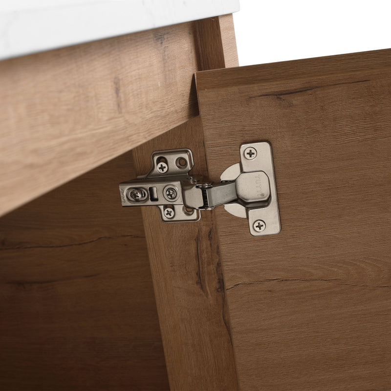 Wall Mounted Bathroom Vanity With Art Sink, 2 Storage Shelves, Soft Close Door