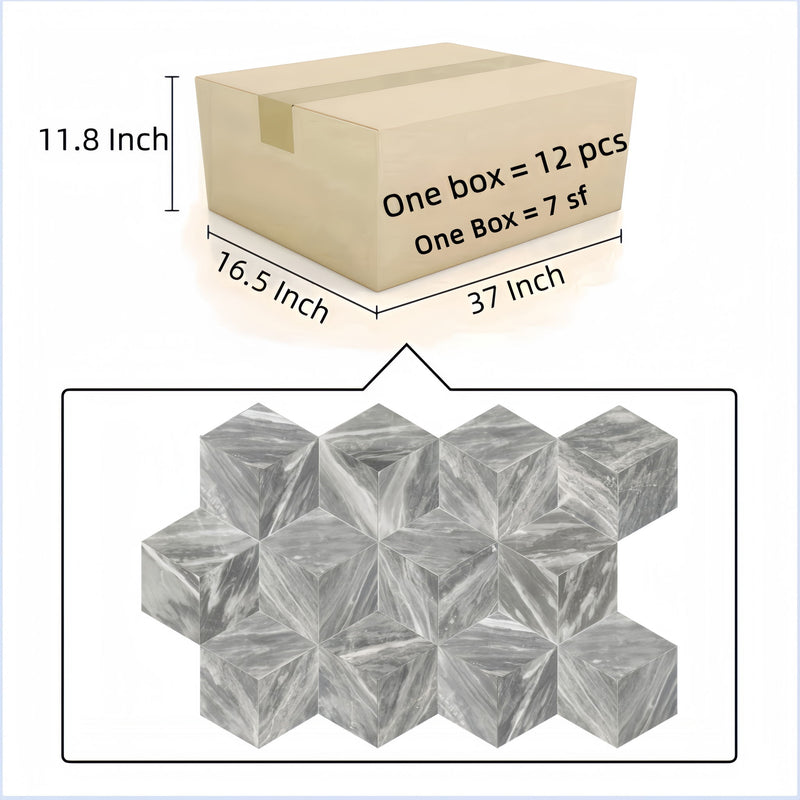 Hexagon Natural Marble Polished Tile For Wall And Floor (Set of 12)