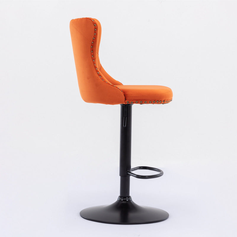 Swivel Barstools Adjusatble Seat Height, Modern Upholstered Bar Stools With Backs Comfortable Tufted For Home Pub And Kitchen Island (Set of 2)