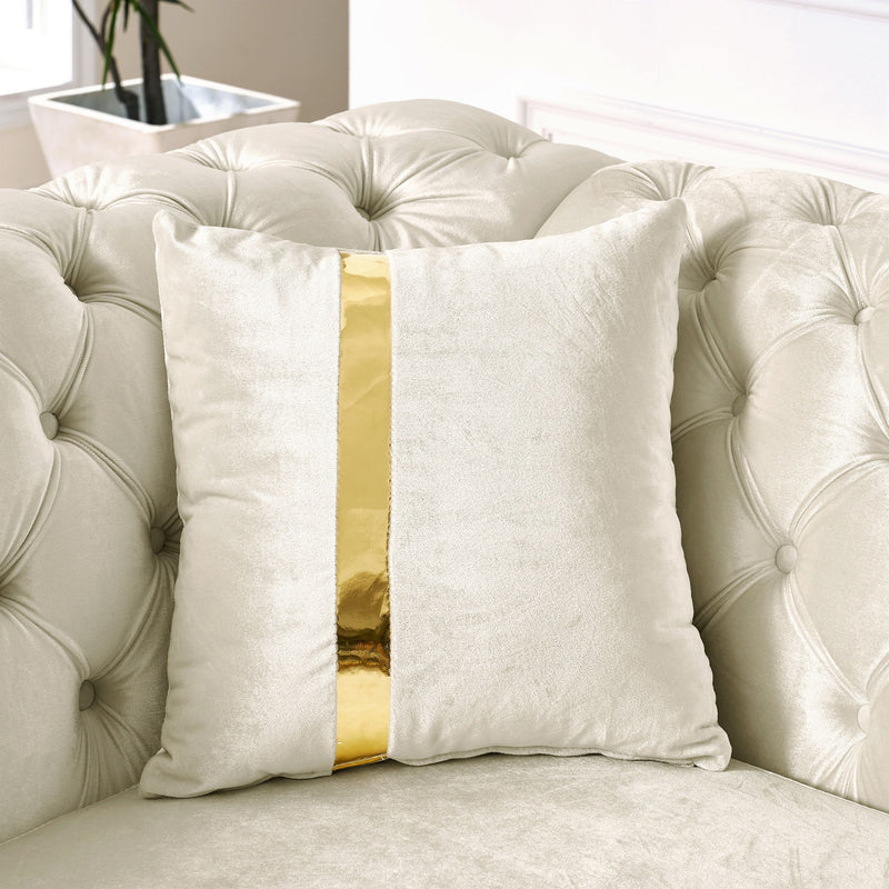 L Shaped Chesterfield Sectional Sofa With Stainless Steel Accents