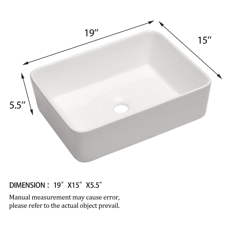 Modern European Design Ceramic Rectangular Vessel Bathroom Sink