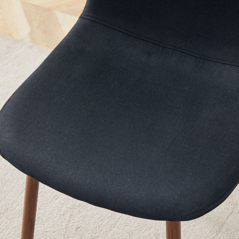 Luxury Simple Chair (Set of 4) Linen Cotton High Resilience Dining Chair With Metal Color Leg - Black / Walnut