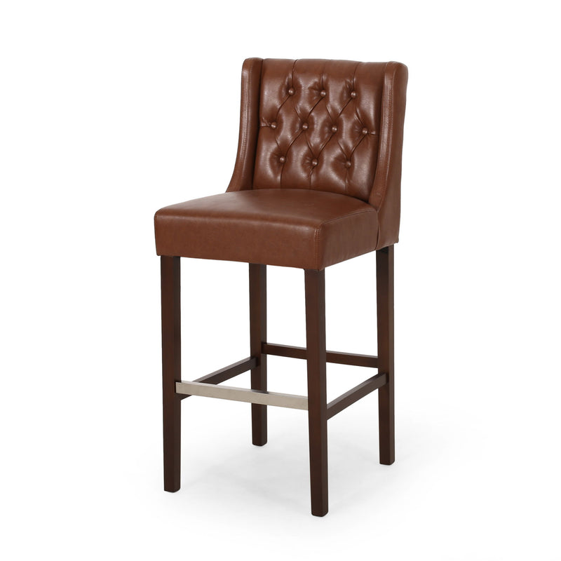 Solstara - Upholstered Dining Barstool With Button Tufted And Wing Back
