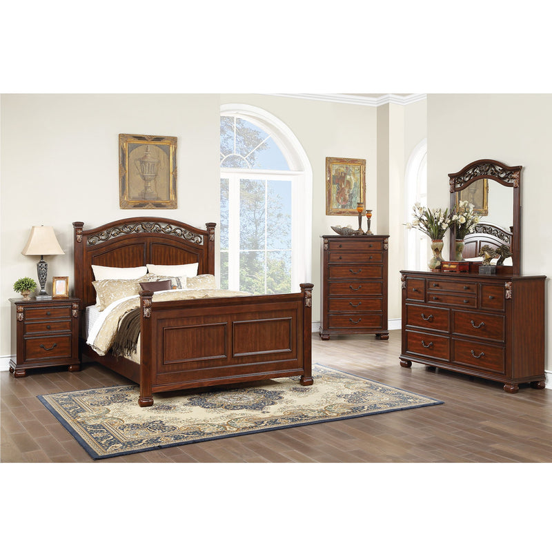Bed With Ornate Carvings And Curved Headboard