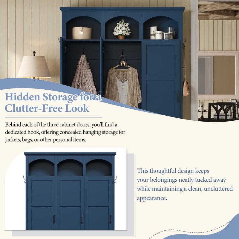 Classic Arched Design Hall Tree With 3 Hidden Storage