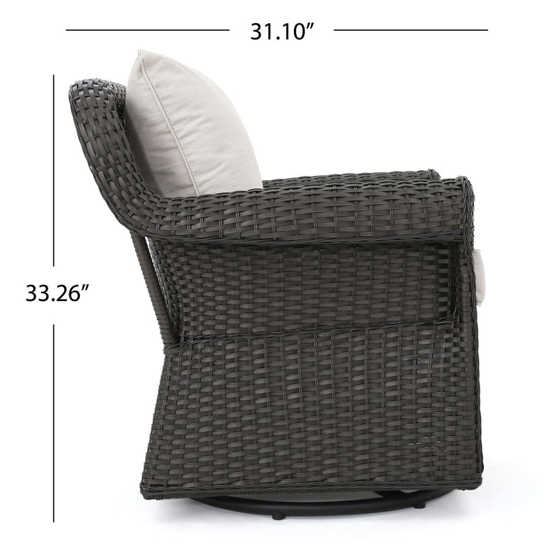 Amaya - Outdoor Swivel Rocker Chair With Water Resistant Cushions - Brown / Beige