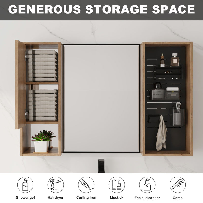 41.3" Wall Mounted Cabinet With Storage, Medicine Cabinet With Door And Adjustable Shelves - Imitative Oak