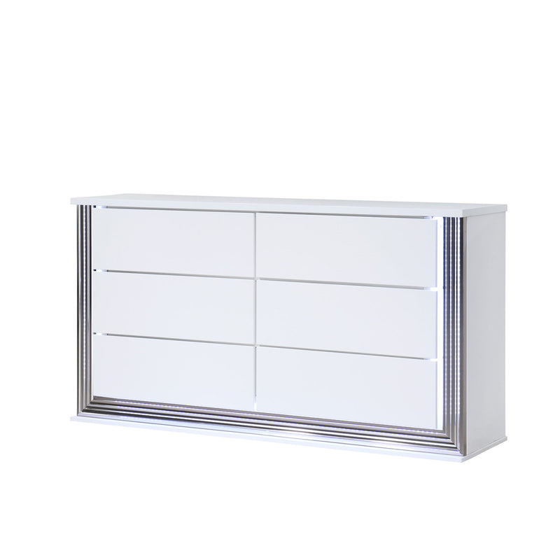 Moon - Smooth Dresser With LED - White