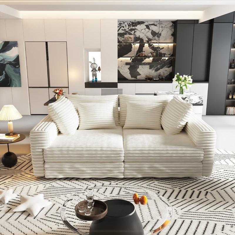 4 Seat Sofa, Modern Comfy Upholstered Sofa Cloud Couch, Deep Seat Couches With Soft Pillows