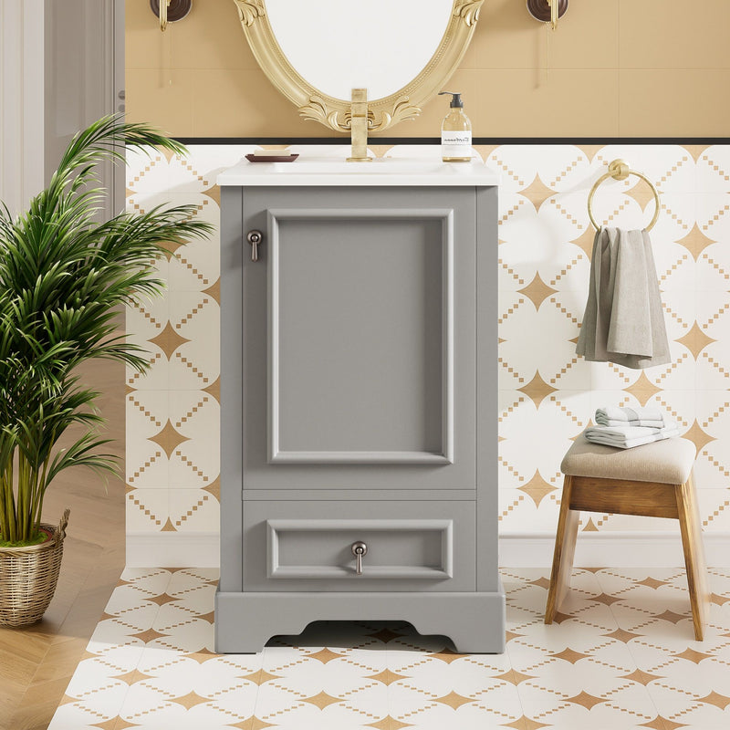 Bathroom Vanity With Sink, Soft Close Door, Adjustable U-Shaped Shelf