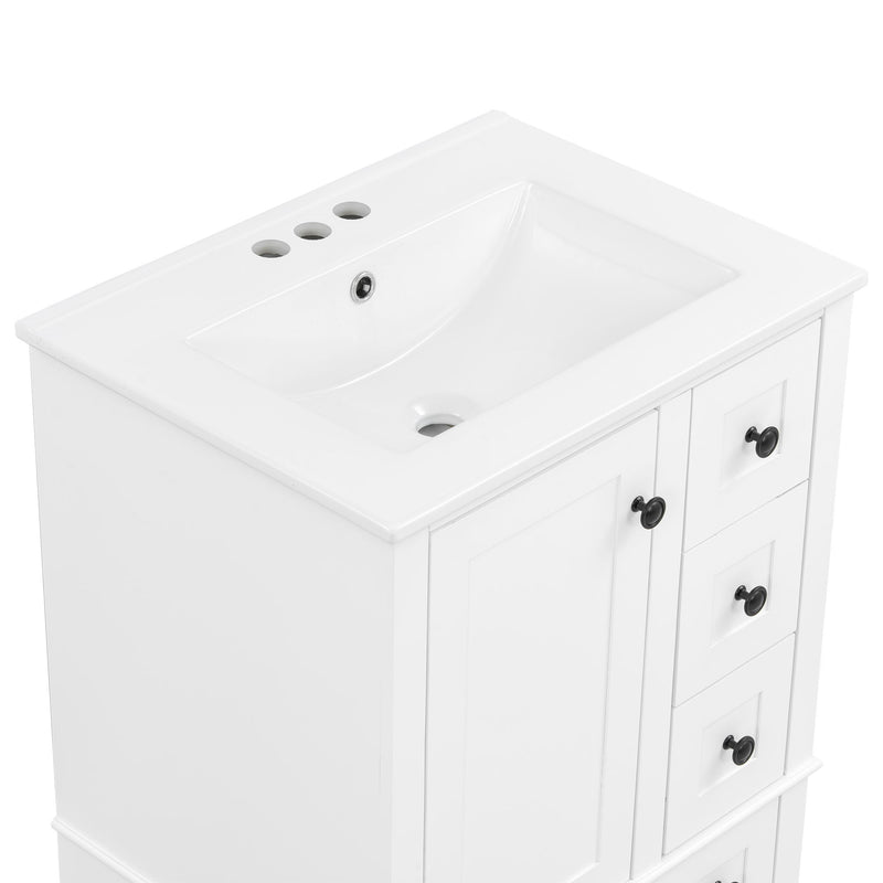 Bathroom Vanity With Integrated Basin, Soft Close Drawers, Door Mounted Double Layer Shelf