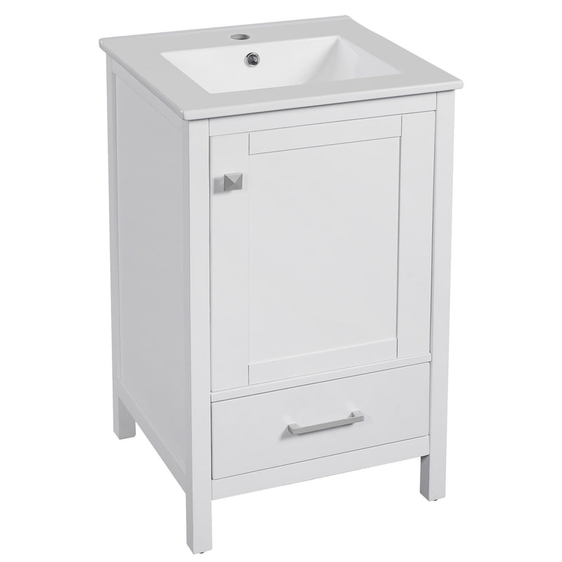 Bathroom Vanity With Ceramic Sink, Soft Close Drawers, Door Organizer, Divider Drawer, Adjustable Foot Pads