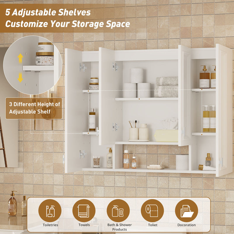 Wall Mounted Bathroom Cabinet With 5 Adjustable Shelves