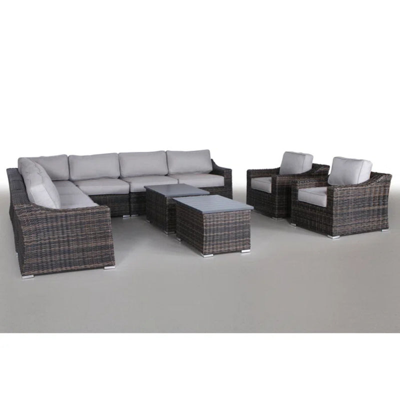 Resort 8 Person Wicker Patio Seating Set With Cushions - Espresso