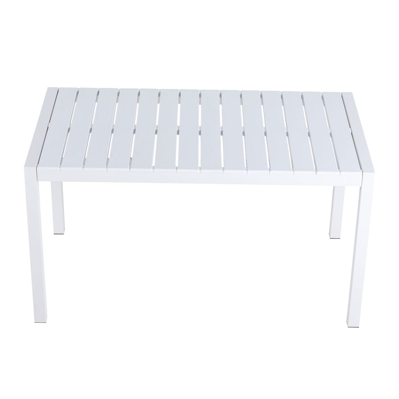 Modern Long Table, UV Resistant And Rust Proof, Pp Tabletop, UV Resistant Powder Coated Metal Legs - Snow White