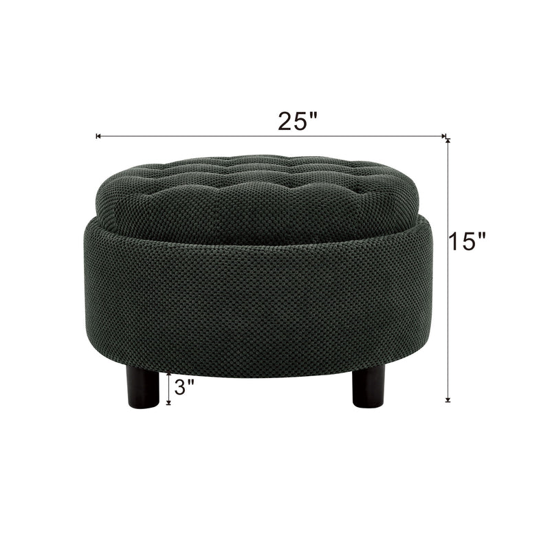 Storage Round Footstool Table Ottoman