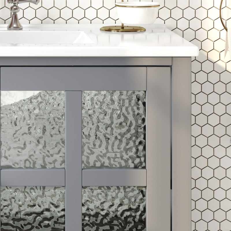 Bathroom Vanity With Ceramic Sink, Adjustable & Open Shelf