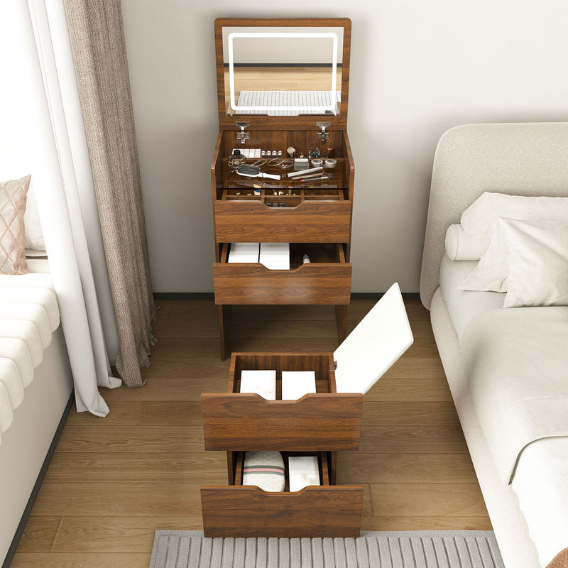 Vanity Desk With Lighted Mirror & Stool