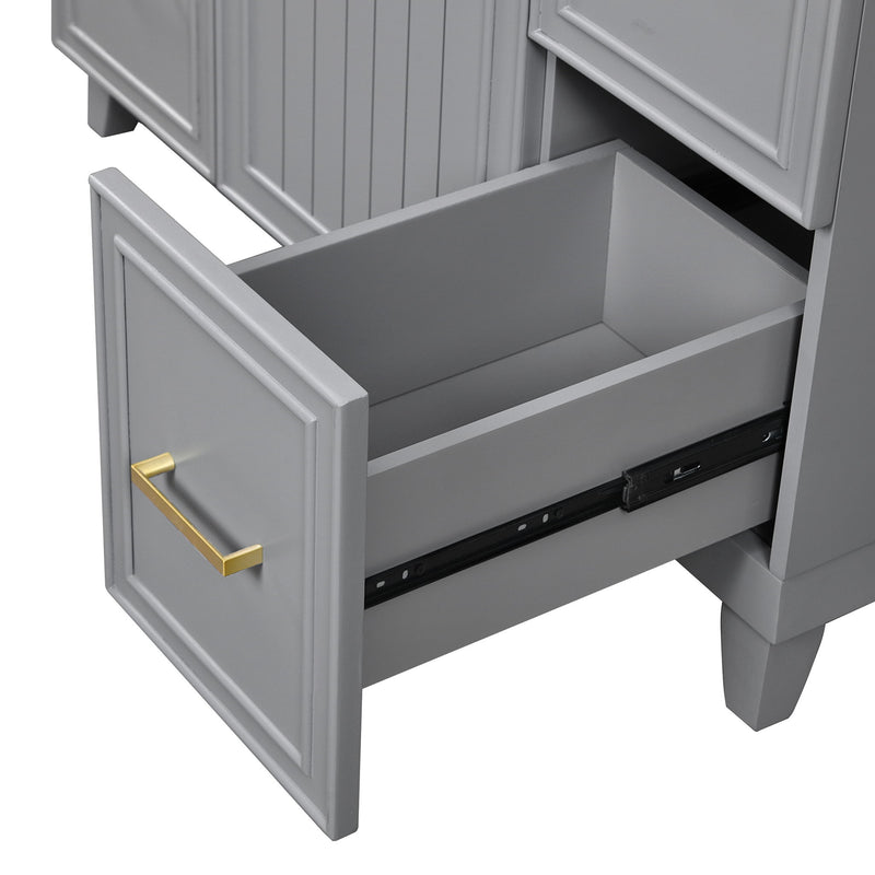 Bathroom Vanity With Ceramic Sink, Soft Close Doors, Adjustable Shelves