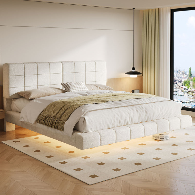 Floating Bed With Light, Soft Touch Surface
