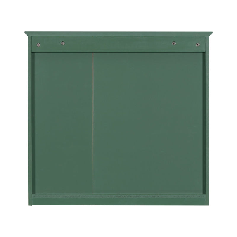 Bathroom Vanity With Top Sink, 2 Doors And 3 Drawers, Freestanding Set With Mirror Cabinet