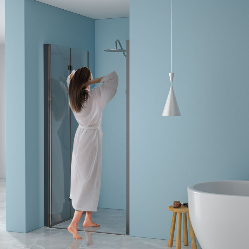 Fold Frameless Shower Door With Tempered Glass