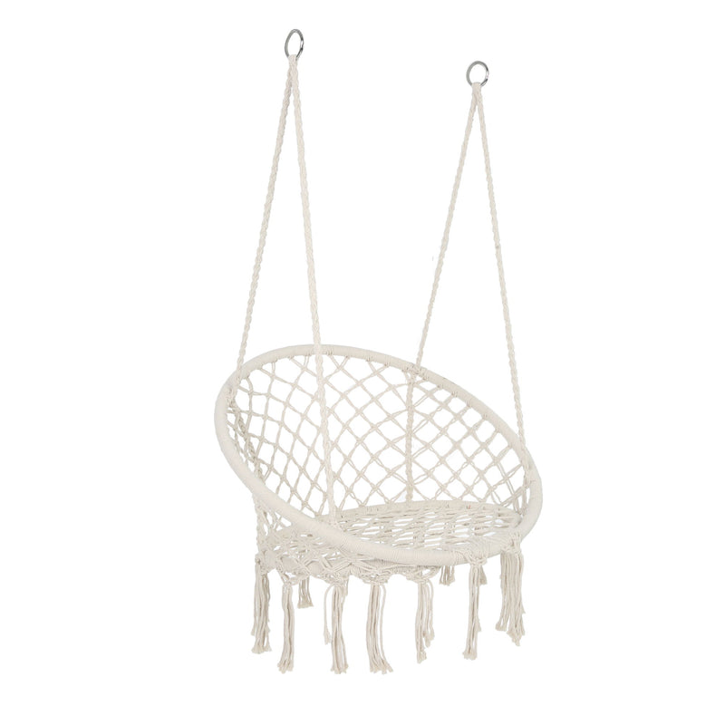Macrame Hanging Hammock Chair, Rope Swing For Indoor And Outdoor Use
