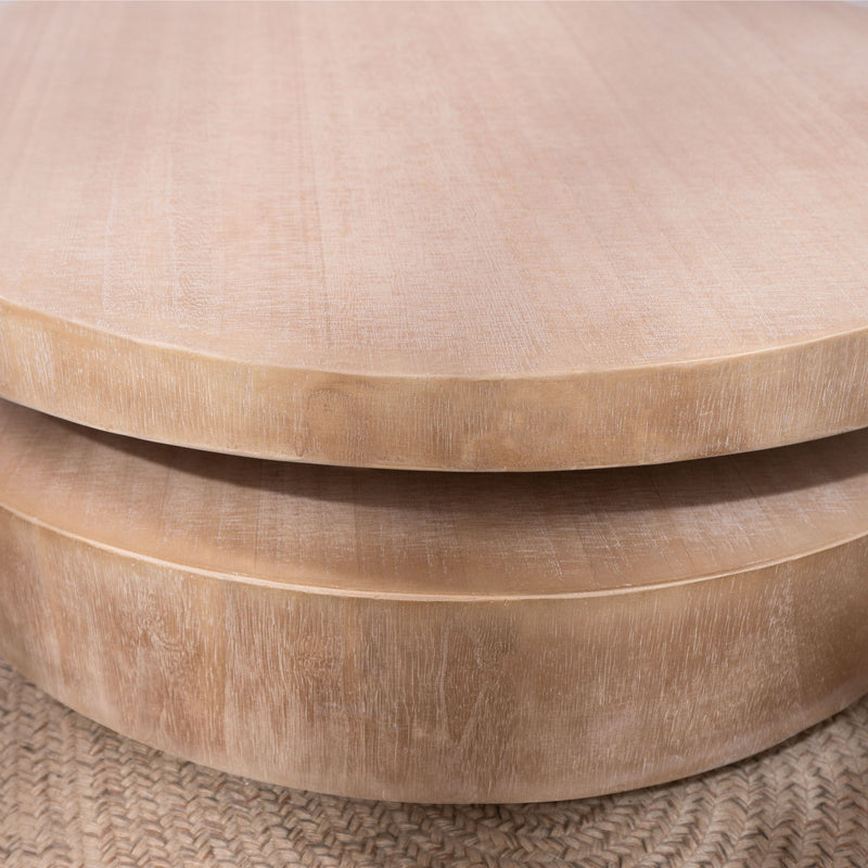 Modern Round Wood Coffee Table, Accent Table For Living Room - Antique Natural / Natural / Rustic
