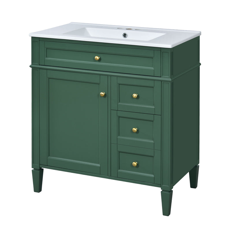 Bathroom Vanity With Top Sink, 2 Drawers & Tip Out Drawer