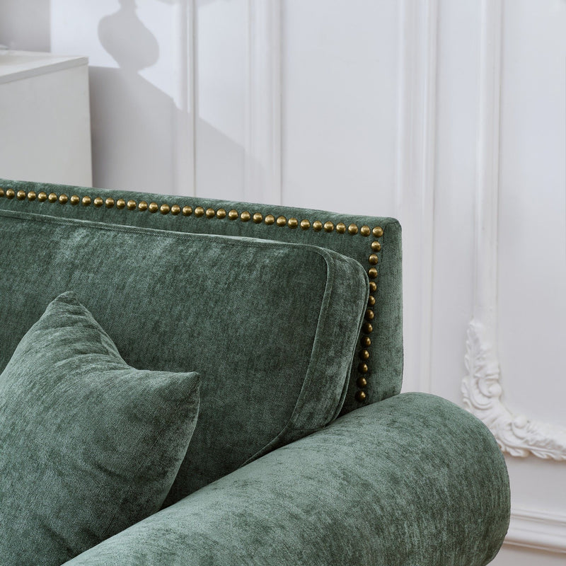 2 Seater Sofa With Rolled Arms, Tufted Upholstered Couch