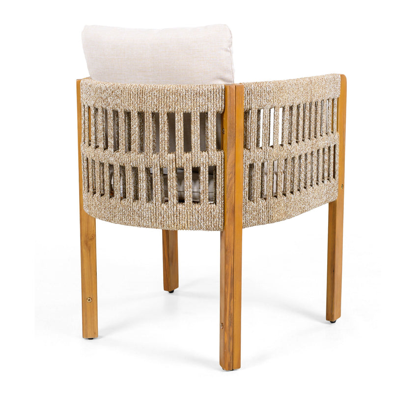 Outdoor Dining Chairs With Mix Rope Handles (Set of 2)