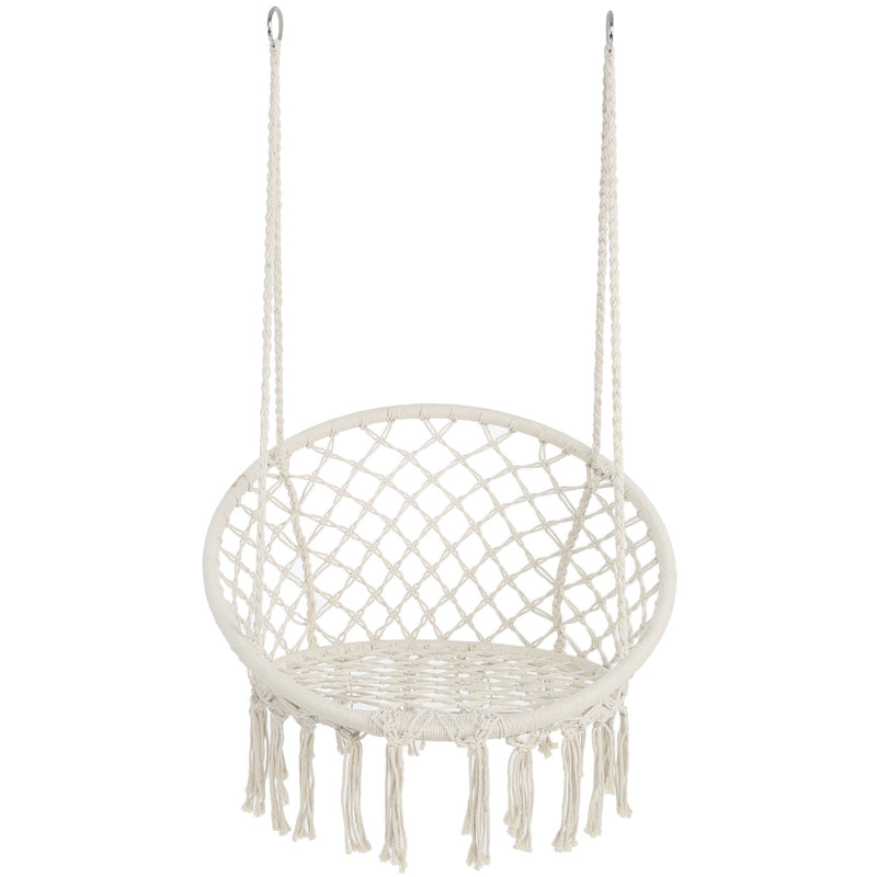 Macrame Hanging Hammock Chair, Rope Swing For Indoor And Outdoor Use