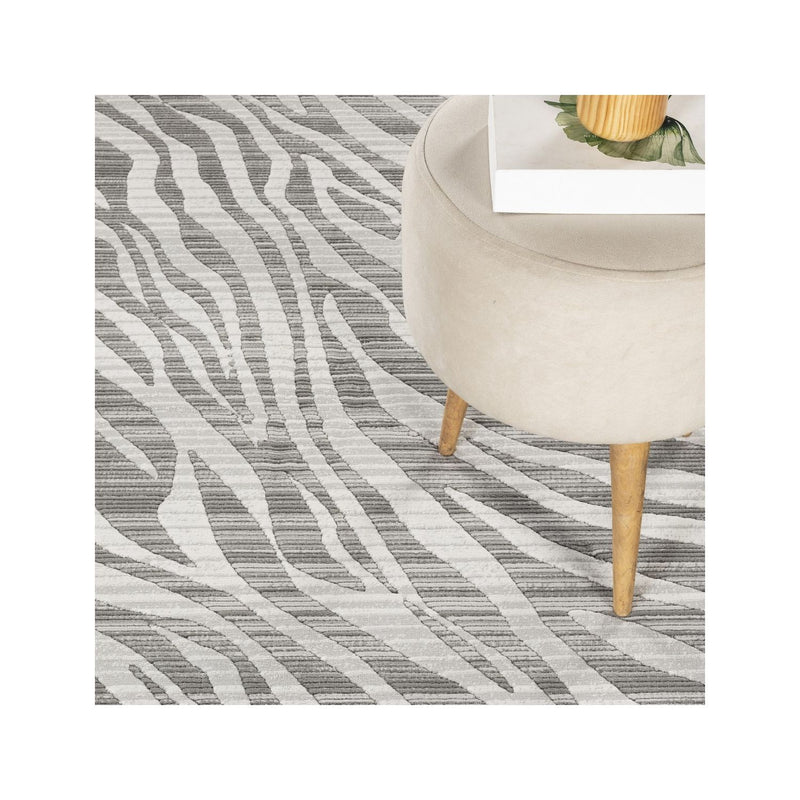 Geometrix - 5'3" X 7'3" Area Rug Geometric & 3D Effect - Ivory / Gray