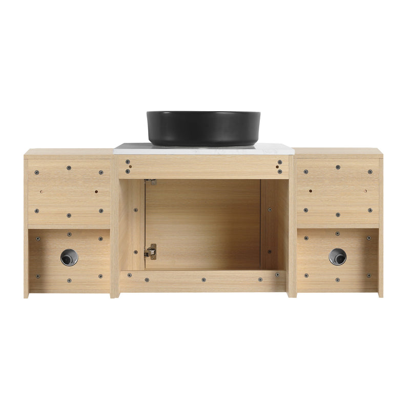 Mounted Bathroom Vanity With Art Sink, 2 Storage Shelves, Soft Close Door